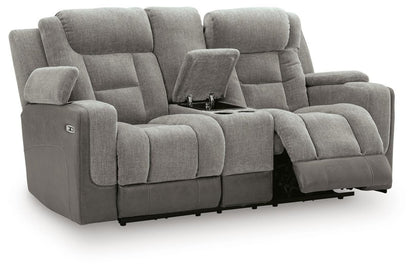 Mixed Motion - Power Reclining Loveseat With Console / Adjustable Headrest Reclining Loveseats by Signature Design by Ashley® - Walls Furniture & Mattress