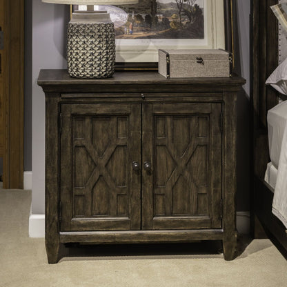 Paradise Valley - 2 Door Bedside Chest With Charging Station - Dark Brown Bedside Chests by Liberty Furniture - Walls Furniture & Mattress