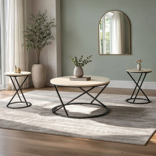 Emery - 3 Piece Occasional Set (1 Coffee & 2 End Tables) - White / Black Table Sets by New Classic - Walls Furniture & Mattress