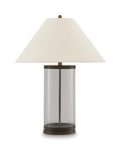 Junrow - Glass Table Lamp - Clear / Brown Table Lamps by Signature Design by Ashley® - Walls Furniture & Mattress