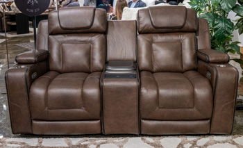 Mestrino - Power Recline Loveseat/Fridge Cooler - Hickory Reclining Loveseats by Signature Design by Ashley® - Walls Furniture & Mattress