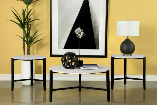 Tandi - Faux Marble Coffee Table Set Table Sets by Coaster Fine Furniture - Walls Furniture & Mattress