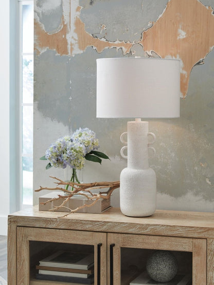 Perringhill - Metal Table Lamp - Distressed White Table Lamps by Signature Design by Ashley® - Walls Furniture & Mattress