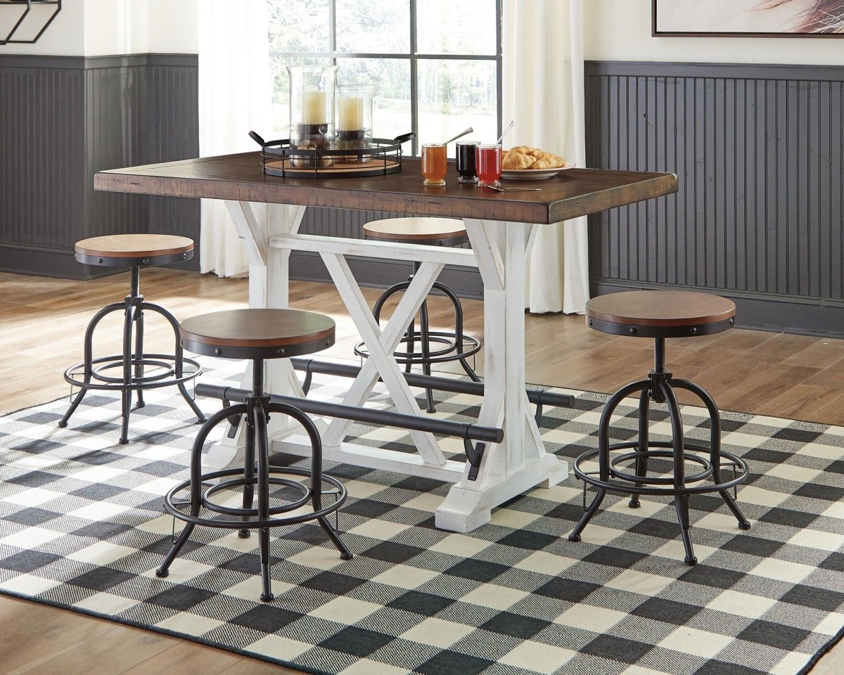 Valebeck - Rectangular Dining Room Counter Table - White / Brown Counter Tables by Signature Design by Ashley® - Walls Furniture & Mattress