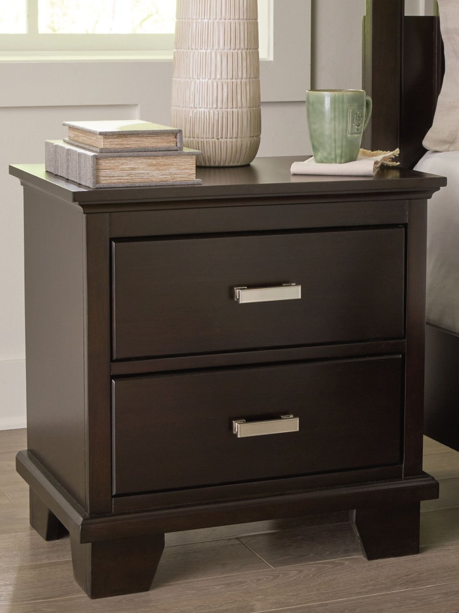 Covetown - Two Drawer Night Stand - Dark Brown Accent Nightstands by Signature Design by Ashley® - Walls Furniture & Mattress