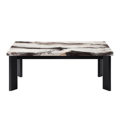 Strata - Faux Marble 3 Piece Occasional Set (1 Coffee & 2 End Tables) - Black / White Table Sets by New Classic - Walls Furniture & Mattress