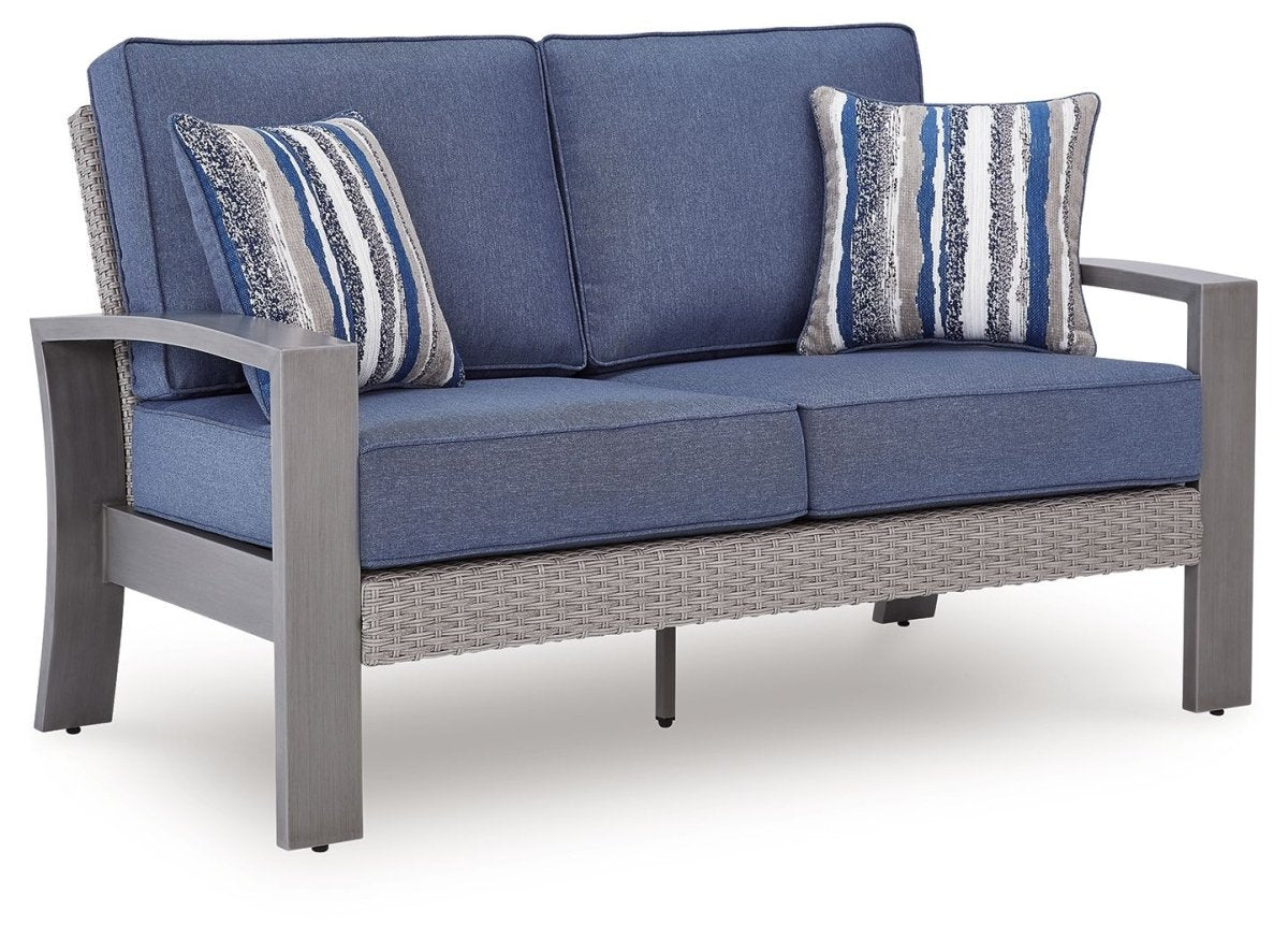 Half Moon Beach - Loveseat With Cushion - Blue / Gray Loveseats by Signature Design by Ashley® - Walls Furniture & Mattress