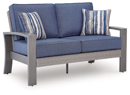 Half Moon Beach - Loveseat With Cushion - Blue / Gray Loveseats by Signature Design by Ashley® - Walls Furniture & Mattress