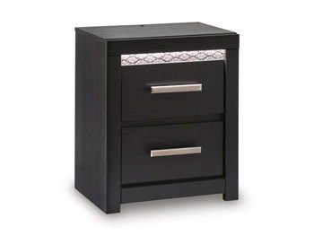 Shoralli - Two Drawer Night Stand - Black Nightstands w/ Charging Stations by Signature Design by Ashley® - Walls Furniture & Mattress