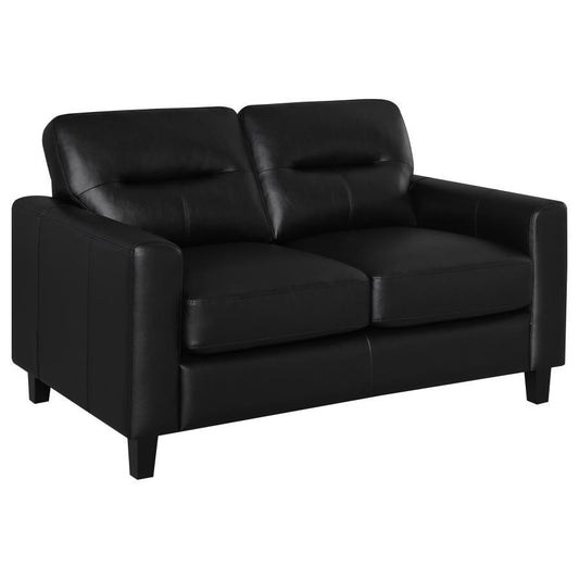 Scotland - Faux Leather Upholstered Track Arm Loveseat Stationary Loveseats by Coaster Fine Furniture - Walls Furniture & Mattress