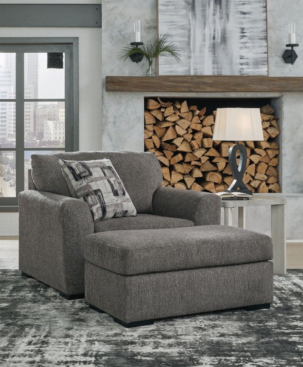 Gardiner - 2 Pc. - Chair And A Half, Ottoman - Pewter Stationary Chair & Ottoman by Signature Design by Ashley® - Walls Furniture & Mattress