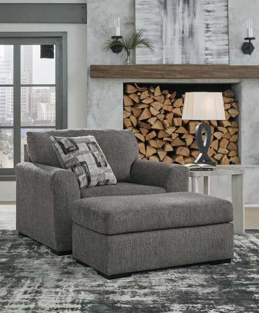 Gardiner - 2 Pc. - Chair And A Half, Ottoman - Pewter Stationary Chair & Ottoman by Signature Design by Ashley® - Walls Furniture & Mattress
