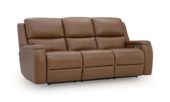 5Z-Syran - Power Reclining Sofa With Adjustable Headrest - Caramel Reclining Sofas by Signature Design by Ashley® - Walls Furniture & Mattress