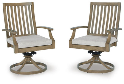 Rainier Ranch - Swivel Chair With Cushion (Set of 2) - Brown / Beige Chair Sets by Signature Design by Ashley® - Walls Furniture & Mattress