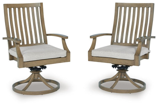 Rainier Ranch - Swivel Chair With Cushion (Set of 2) - Brown / Beige Chair Sets by Signature Design by Ashley® - Walls Furniture & Mattress