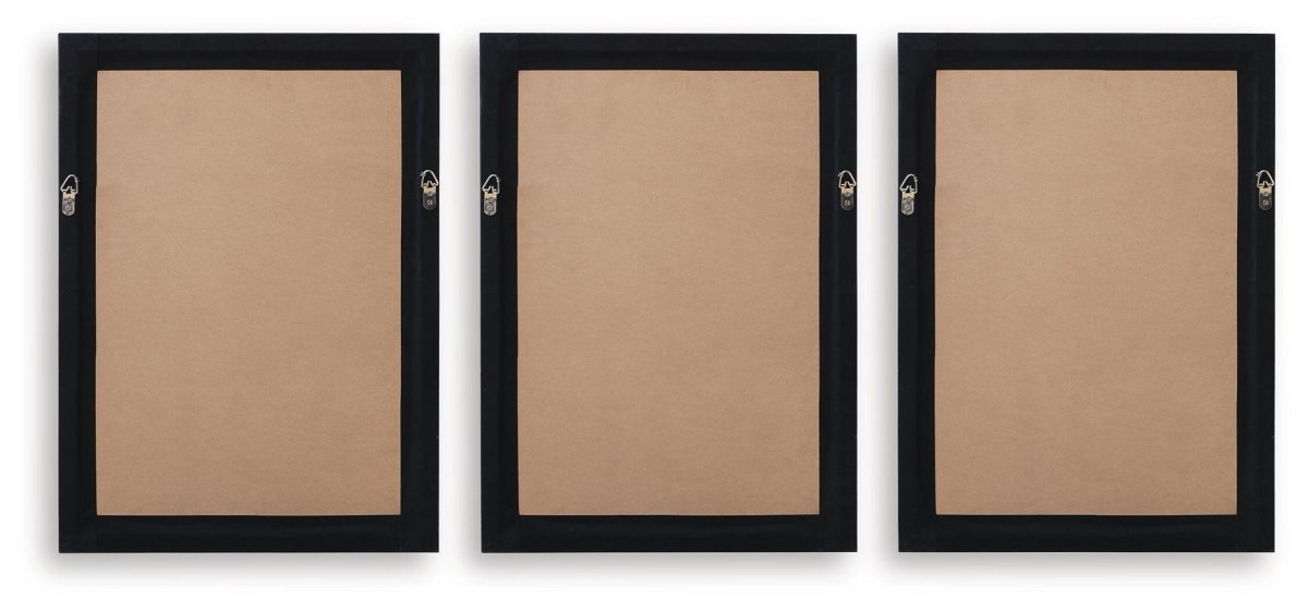 Janisburg - Wall Art Set (Set of 3) - Black / White / Brown Framed Print Sets by Signature Design by Ashley® - Walls Furniture & Mattress