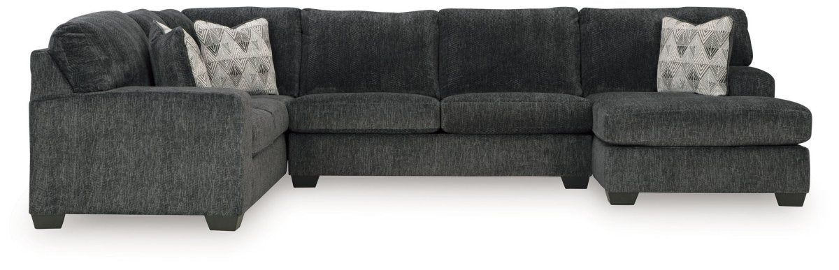 Hollyview - Shadow - 3 - Piece Sectional With Raf Corner Chaise Stationary Sectionals by Signature Design by Ashley® - Walls Furniture & Mattress