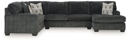 Hollyview - Shadow - 3 - Piece Sectional With Raf Corner Chaise Stationary Sectionals by Signature Design by Ashley® - Walls Furniture & Mattress