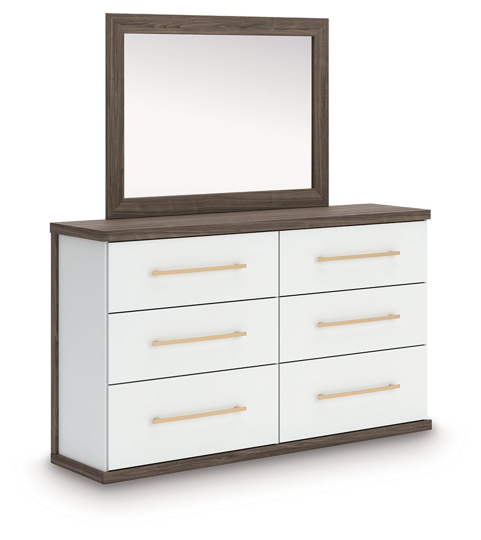 Kendanport - 4 Pc. - King Platform Bed, Dresser, Mirror And Nightstand - Brown / White 4 Piece Bedroom Sets by Signature Design by Ashley® - Walls Furniture & Mattress