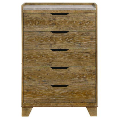 Henderson - 5 - Drawer Bedroom Chest Of Drawers - Medium Oak Accent Chests by Coaster Fine Furniture - Walls Furniture & Mattress