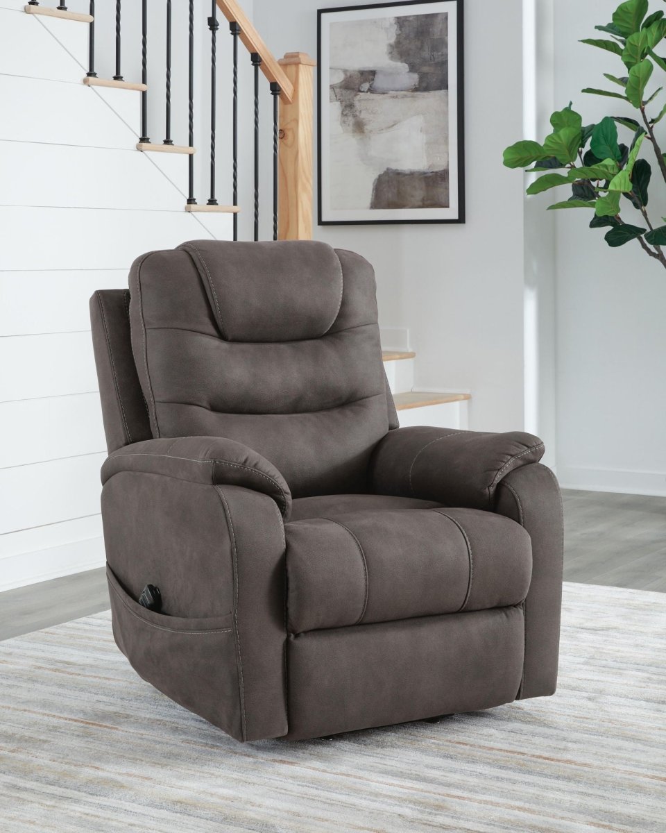 Snowfield - Power Lift Recliner - Gunmetal Lift Chairs by Signature Design by Ashley® - Walls Furniture & Mattress