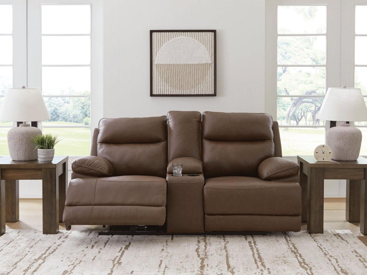 Vonryan - Power Reclining Loveseat With Console / Adj Headrest - Tobacco Reclining Loveseats by Signature Design by Ashley® - Walls Furniture & Mattress