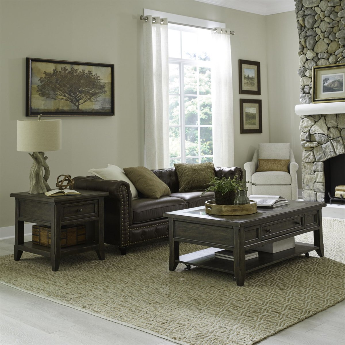 Paradise Valley - 3 Piece Table Set - Saddle Brown Table Sets by Liberty Furniture - Walls Furniture & Mattress