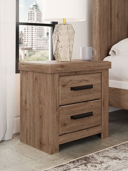 Oliandon - Two Drawer Night Stand - Light Brown Nightstands w/ Charging Stations by Signature Design by Ashley® - Walls Furniture & Mattress