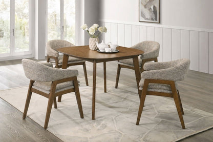 Miller - 5 Piece Set (39" Square Dining Table With 4 Arm Chairs) - Walnut / Gray 5 Piece Dining Room Sets by New Classic - Walls Furniture & Mattress