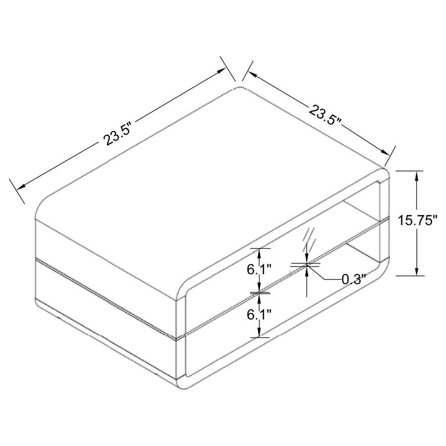 Elana - 1 - Shelf Rectangular Side End Table - White High Gloss End Tables by CoasterEssence - Walls Furniture & Mattress