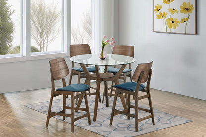 Oscar - Round Glass Counter Table Set 5 Piece Dining Room Sets by New Classic - Walls Furniture & Mattress