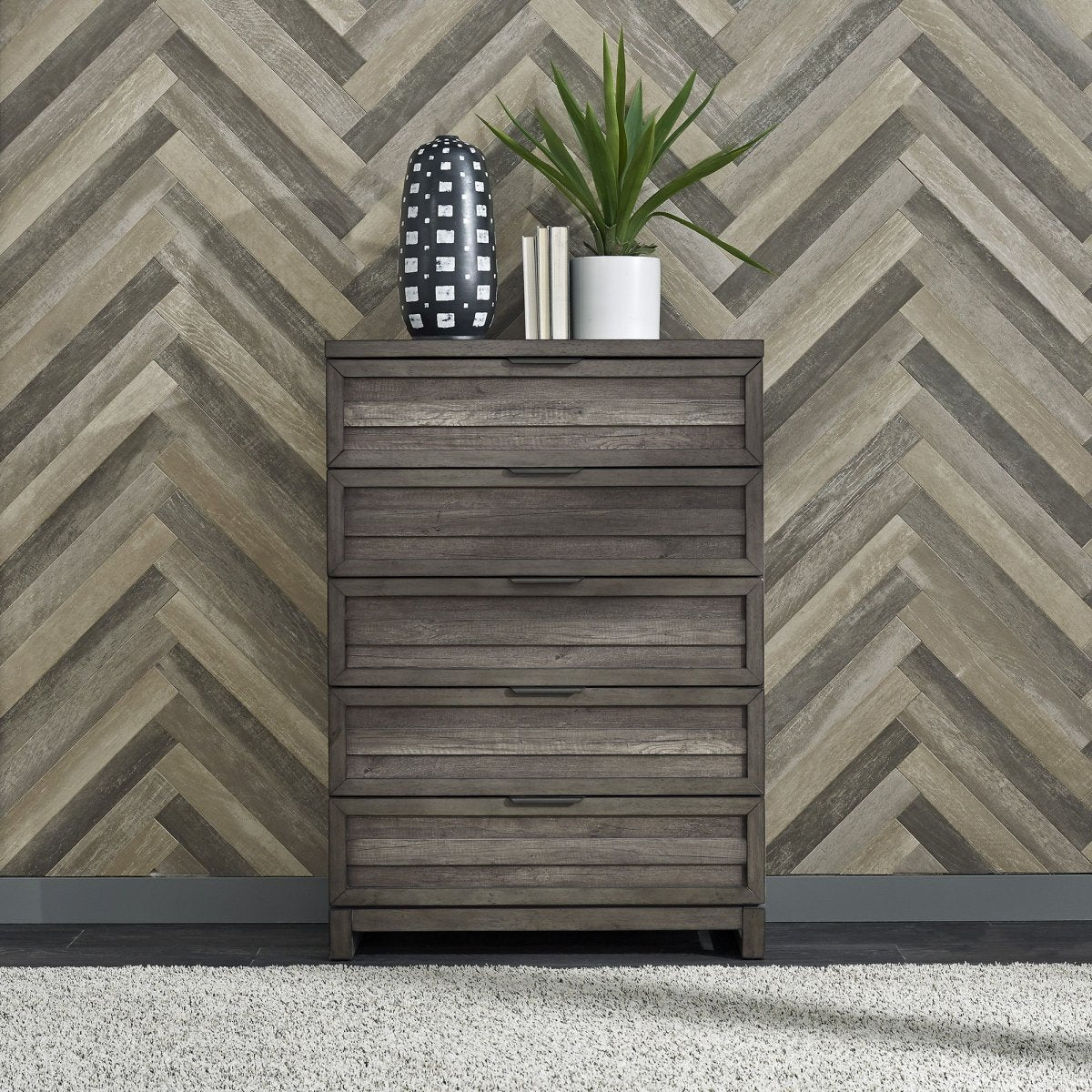 Tanners Creek - 5 Drawer Chest - Dark Gray Accent Chests by Liberty Furniture - Walls Furniture & Mattress