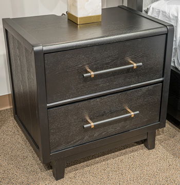 Haldenwick - Two Drawer Night Stand - Black Nightstands w/ Charging Stations by Signature Design by Ashley® - Walls Furniture & Mattress