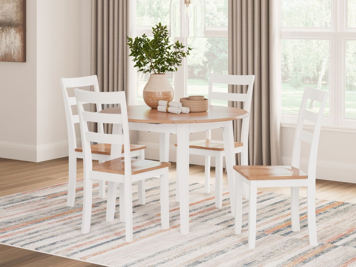 Gesthaven - Round Dining Room Drop Leaf Table Set 5 Piece Dining Room Sets by Signature Design by Ashley® - Walls Furniture & Mattress