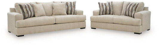 Lofwood - 2 Pc. - Sofa And Loveseat - Oatmeal Stationary Sofas & Loveseats by Signature Design by Ashley® - Walls Furniture & Mattress