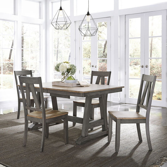 Lindsey Farm - Trestle Table Set 5 Piece Dining Room Sets by Liberty Furniture - Walls Furniture & Mattress