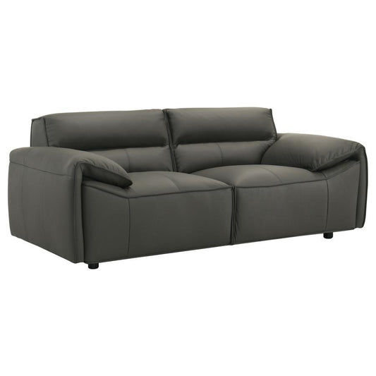 Buxton - Top Grain Leather Upholstered Loveseat Stationary Loveseats by Coaster Fine Furniture - Walls Furniture & Mattress