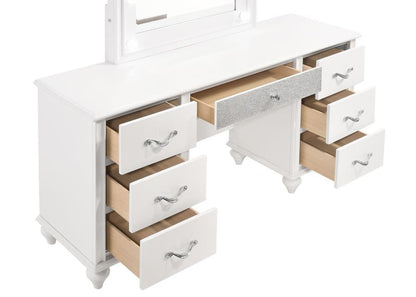 Barzini - 7 - Drawer Vanity Set With Lighting - White Vanity Sets by CoasterElevations - Walls Furniture & Mattress