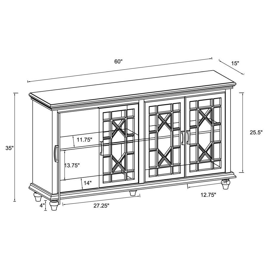 Kovu - 4 Door Wood Lattice Storage Accent Cabinet - Black Accent Cabinets by CoasterEssence - Walls Furniture & Mattress