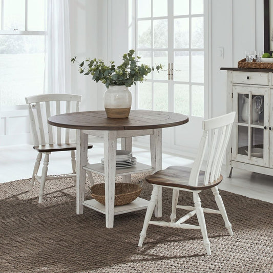 Al Fresco - 3 Piece Drop Leaf Set - Graphite / Whitestone 3 Piece Dining Room Sets by Liberty Furniture - Walls Furniture & Mattress