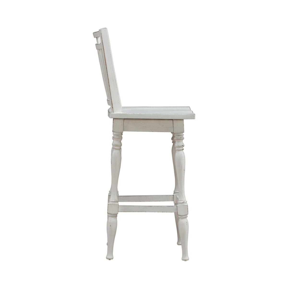 Magnolia Manor - Spindle Back Swivel Bar Stool - Antique White & Weathered Bark Bar Height (28" - 30") by Liberty Furniture - Walls Furniture & Mattress