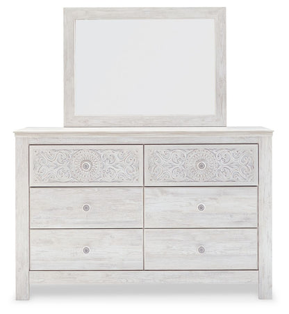 Paxberry - Dresser, Mirror - Medallion Drawer Pulls - Whitewash Dresser & Mirror by Signature Design by Ashley® - Walls Furniture & Mattress