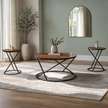 Emery - 3 Piece Occasional Set (1 Coffee & 2 End Tables) - Brown Table Sets by New Classic - Walls Furniture & Mattress