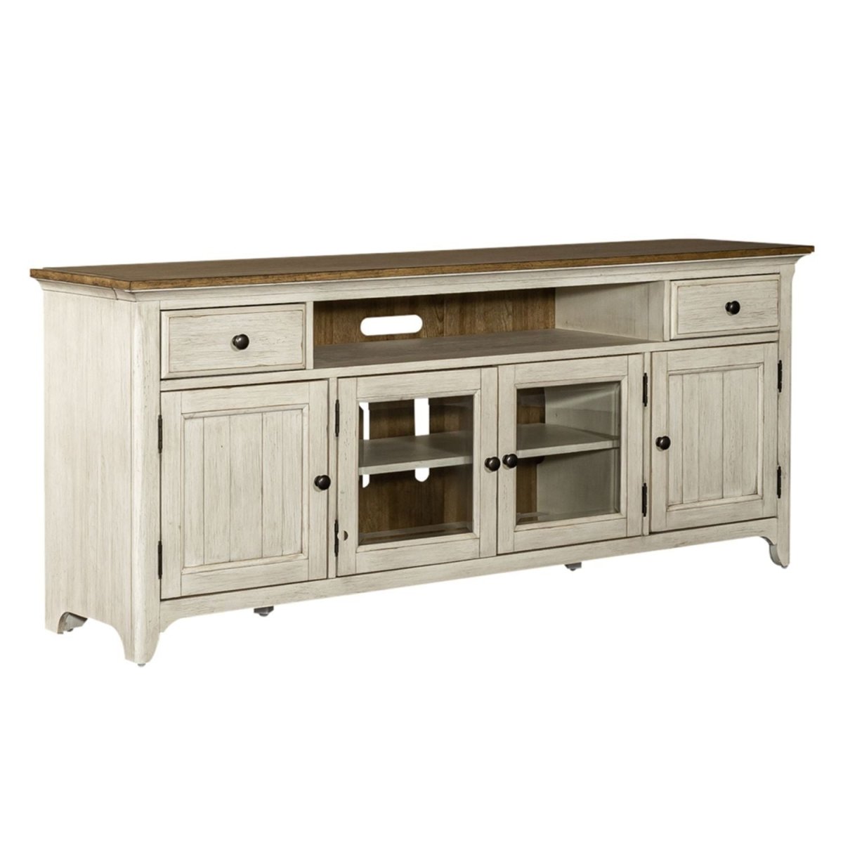 Farmhouse Reimagined - Entertainment 72" TV Stand - White TV Stands by Liberty Furniture - Walls Furniture & Mattress