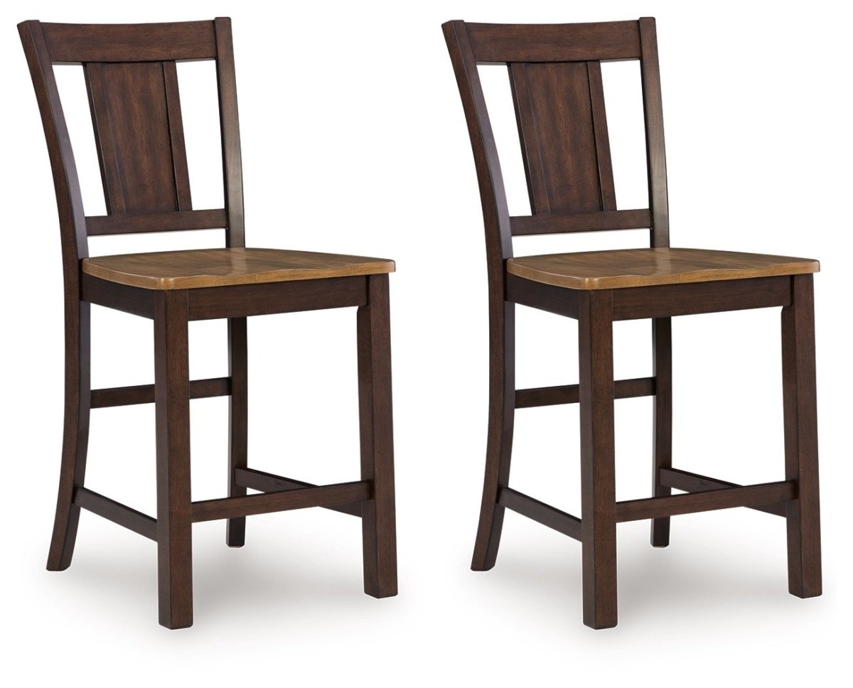 Rylandeen - Barstool (Set of 2) - Light Brown / Dark Brown Stool Sets by Signature Design by Ashley® - Walls Furniture & Mattress
