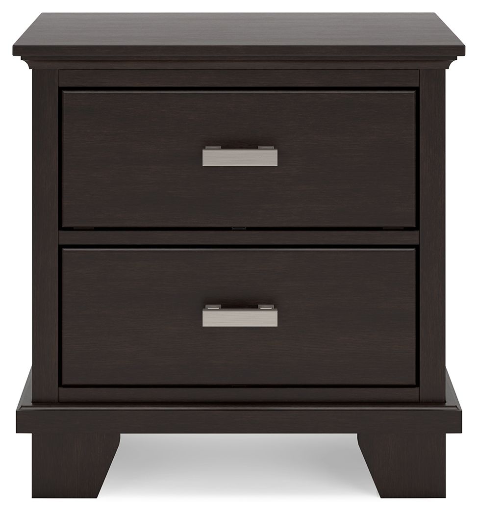 Covetown - Two Drawer Night Stand - Dark Brown Accent Nightstands by Signature Design by Ashley® - Walls Furniture & Mattress
