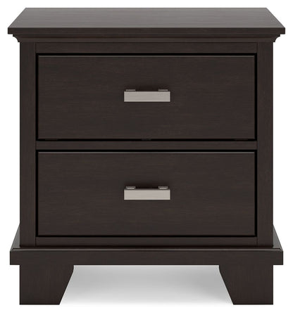 Covetown - Two Drawer Night Stand - Dark Brown Accent Nightstands by Signature Design by Ashley® - Walls Furniture & Mattress
