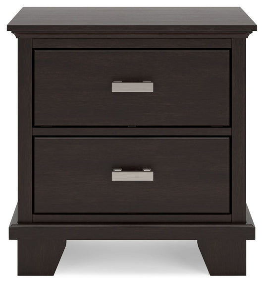 Covetown - Two Drawer Night Stand - Dark Brown Accent Nightstands by Signature Design by Ashley® - Walls Furniture & Mattress