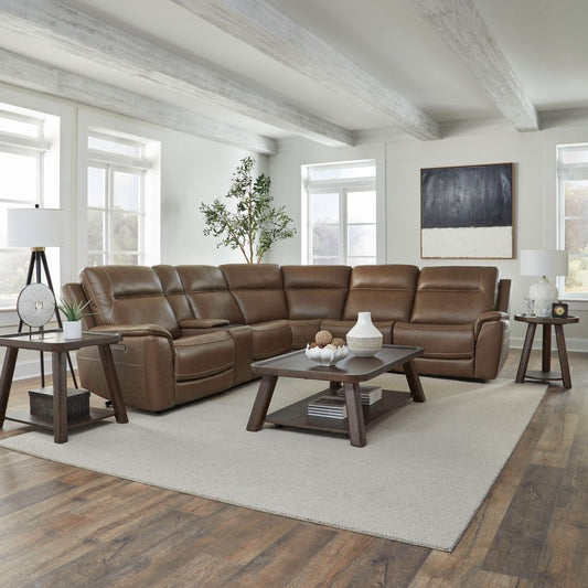 Collins - 6 Piece Sectional - Brown Reclining Sectionals by Liberty Furniture - Walls Furniture & Mattress