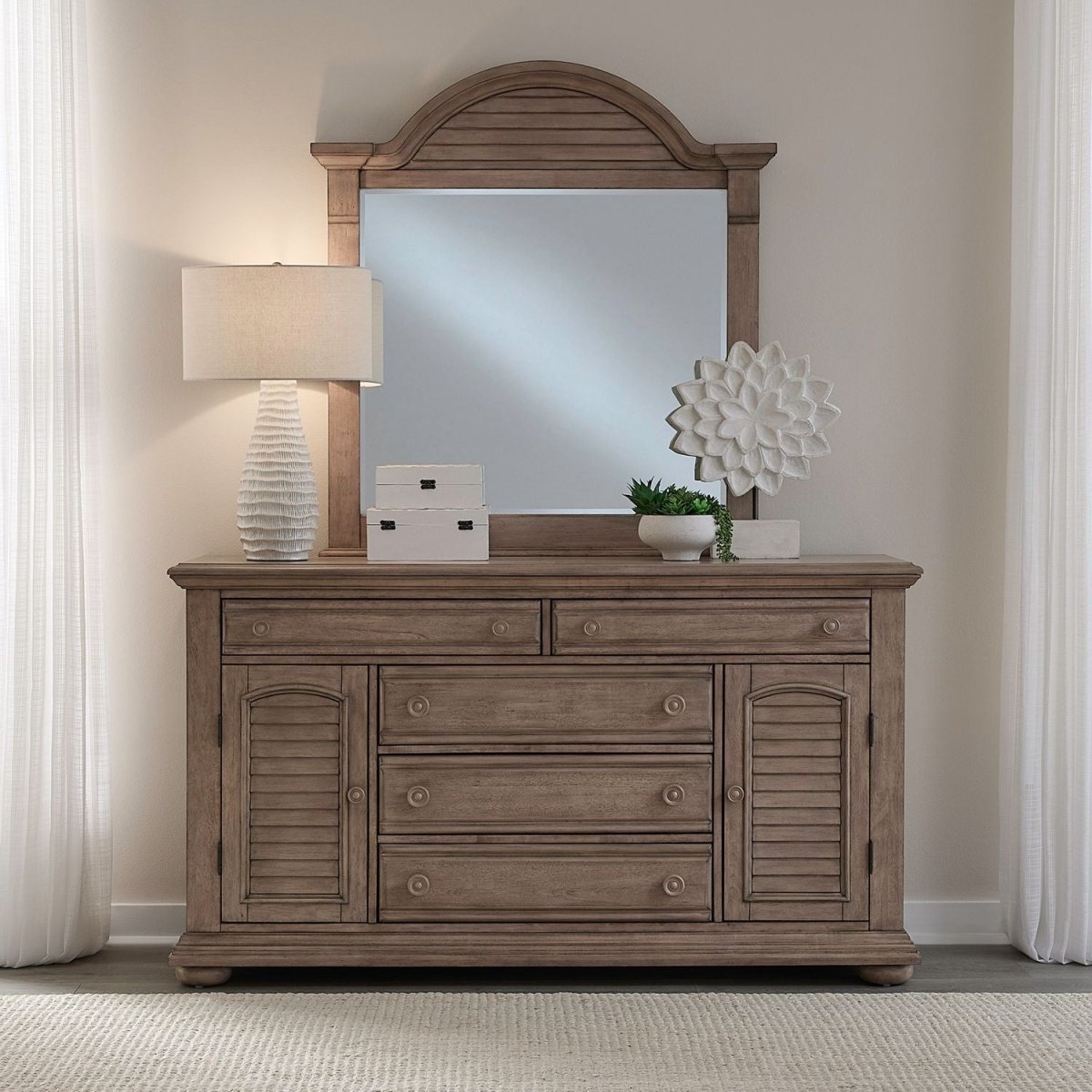 Summer House - Dresser & Mirror - Sand Dune Dresser & Mirror by Liberty Furniture - Walls Furniture & Mattress